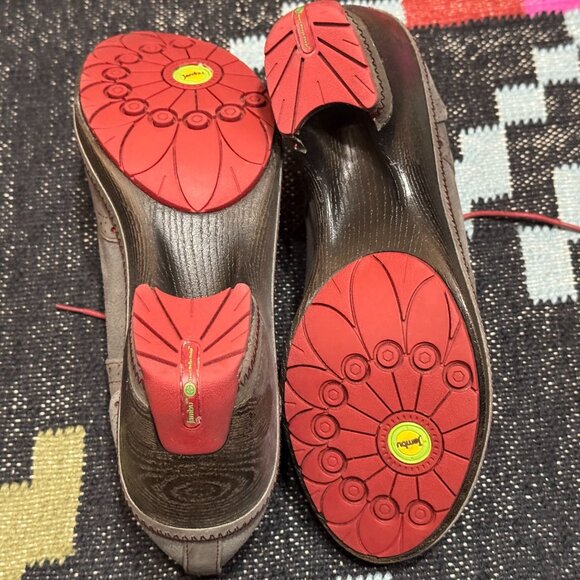 JAMBU Seattle Lace-Up Wing Tipped Heeled Oxford, Dark Charcoal/Red Accents, 9.5 - Picture 12 of 15